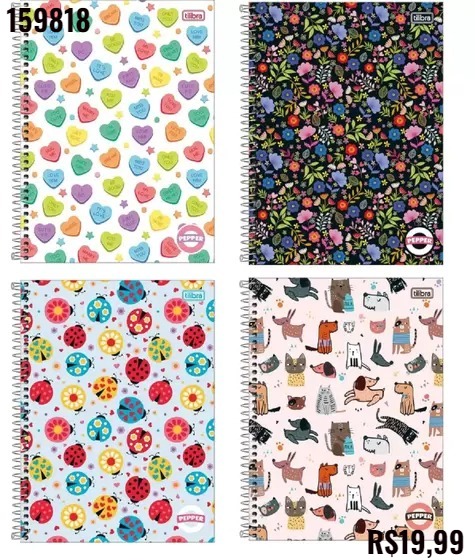 CADERNO TILIBRA PEPPER 10 MATERIAS FEM